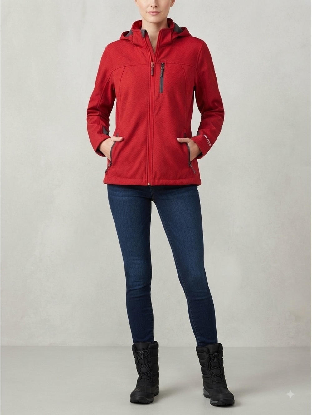 Free Country Women's Red Hooded Softshell Jacket Size XL